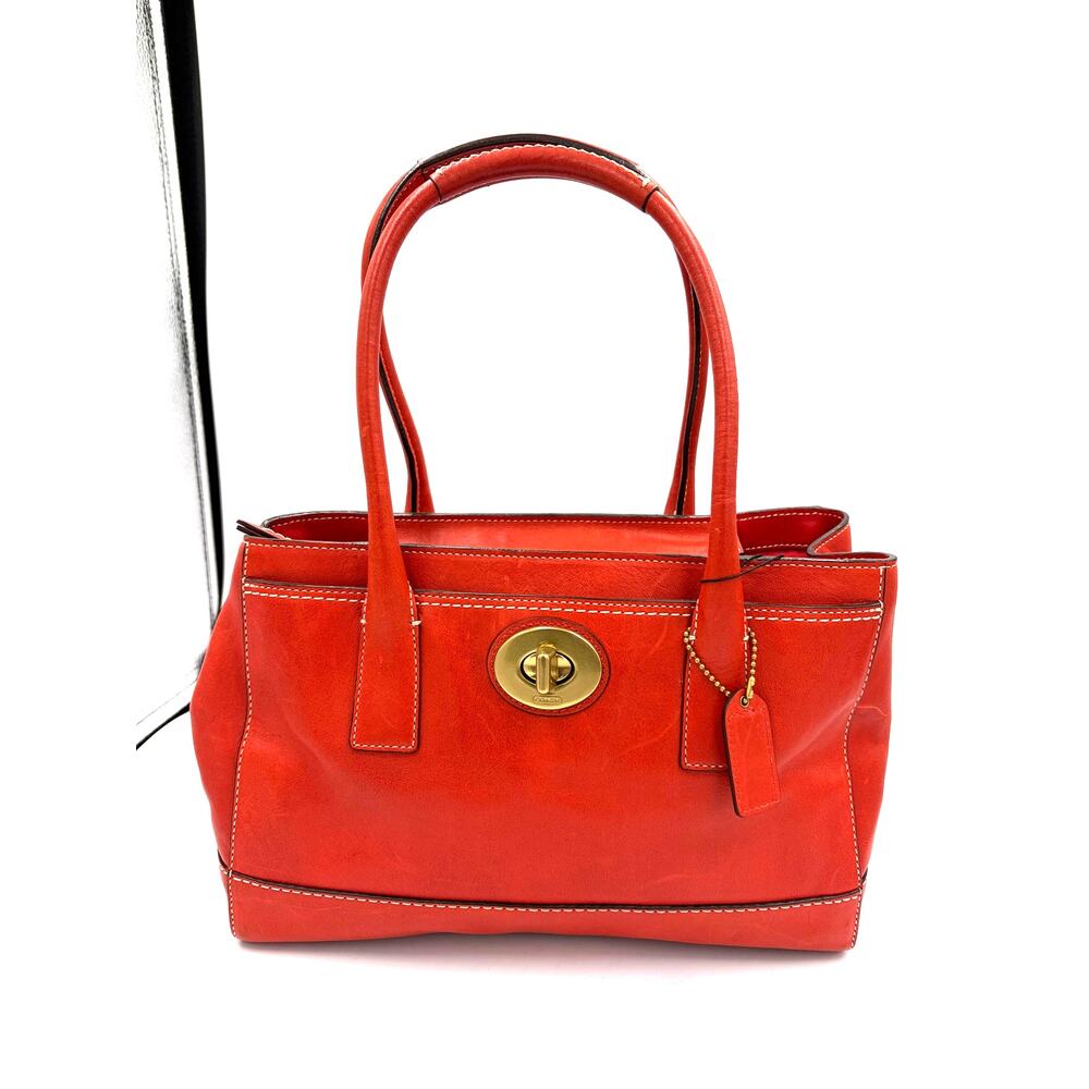 Red Coach Leather Shoulder Bag
